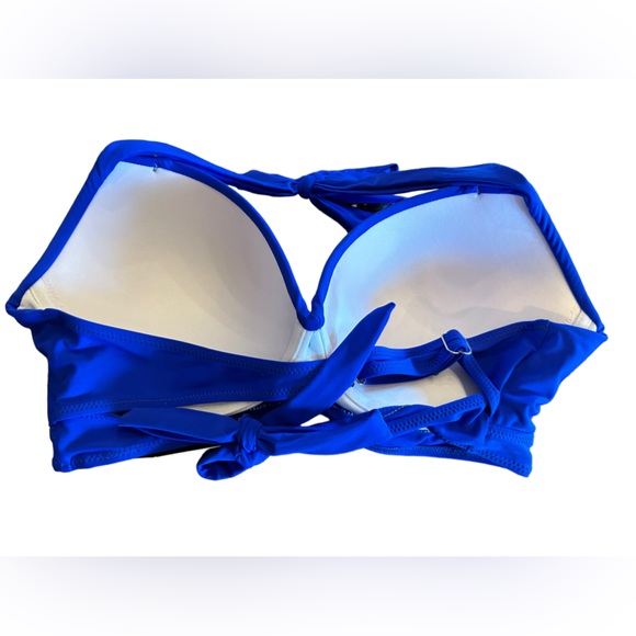 Plus size 18W Retro vintage style bikini top halter tie Royal blue NWT - Picture 2 of 3